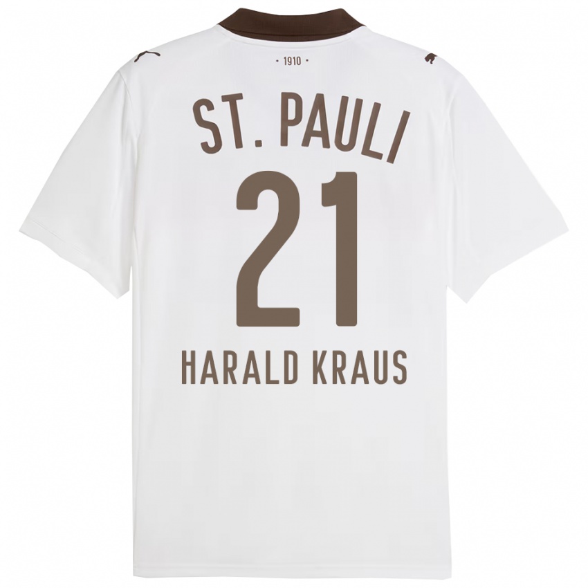 גברים Stefan Harald Kraus #21 לבן אדום הרחק ג'רזי 2025/26 חולצה קצרה