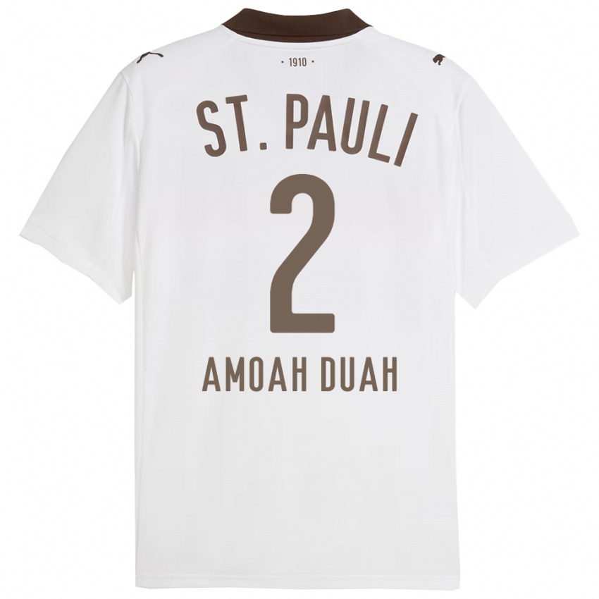 גברים Reuel Amoah Duah #2 לבן אדום הרחק ג'רזי 2025/26 חולצה קצרה