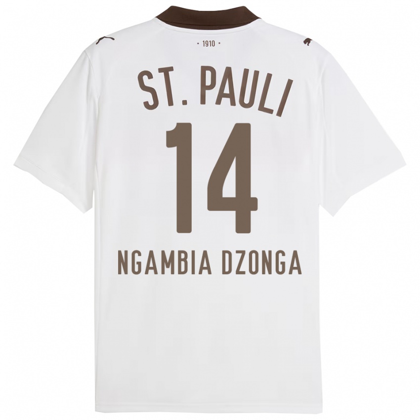 גברים Sisco Ngambia Dzonga #14 לבן אדום הרחק ג'רזי 2025/26 חולצה קצרה