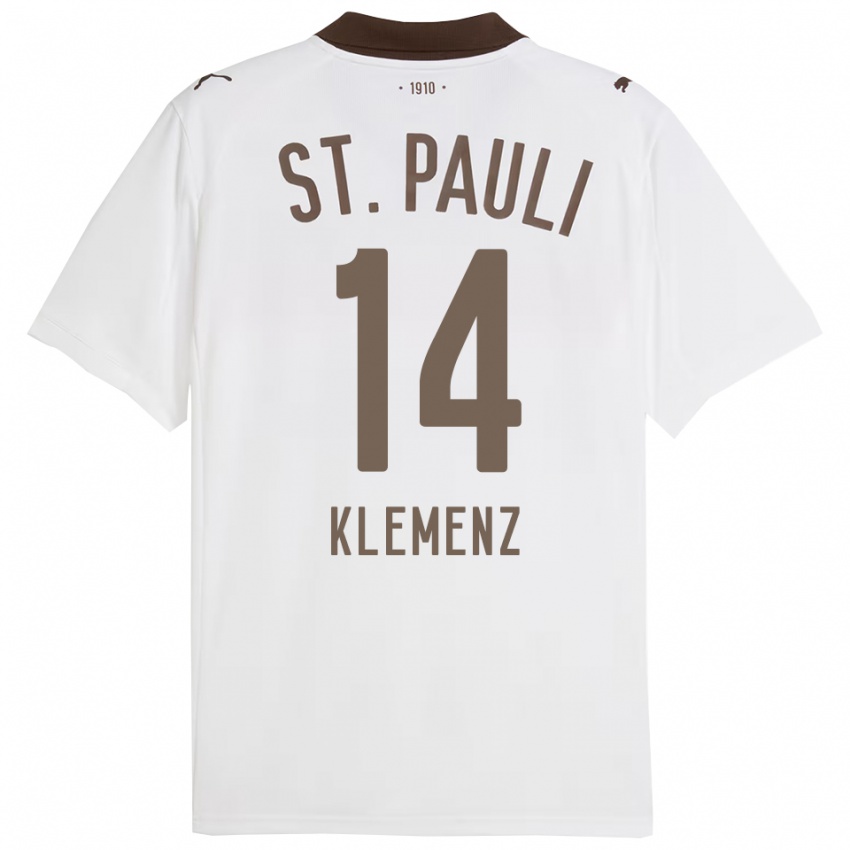 גברים Julian Klemenz #14 לבן אדום הרחק ג'רזי 2025/26 חולצה קצרה
