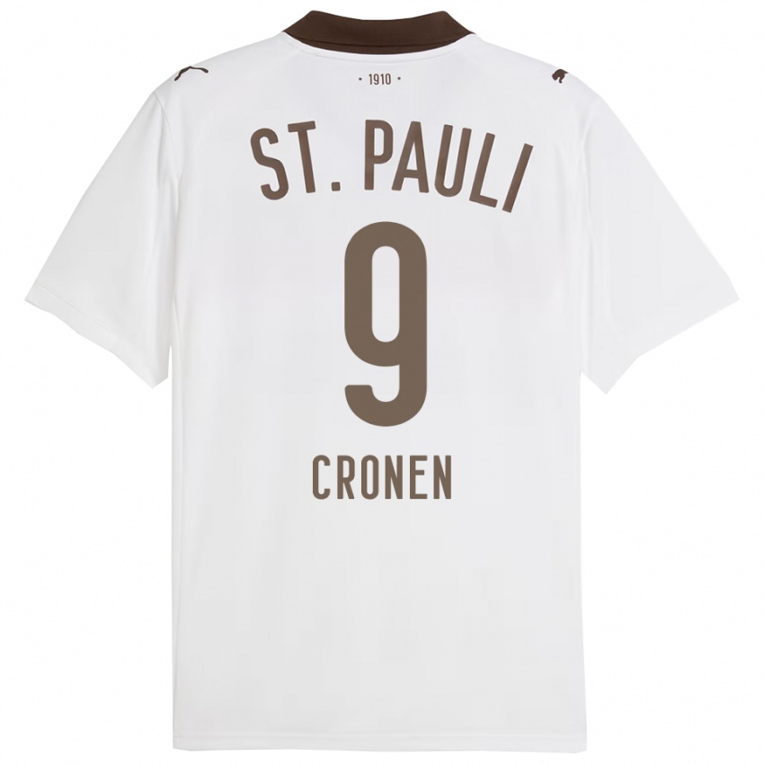 גברים Florian Cronen #9 לבן אדום הרחק ג'רזי 2025/26 חולצה קצרה