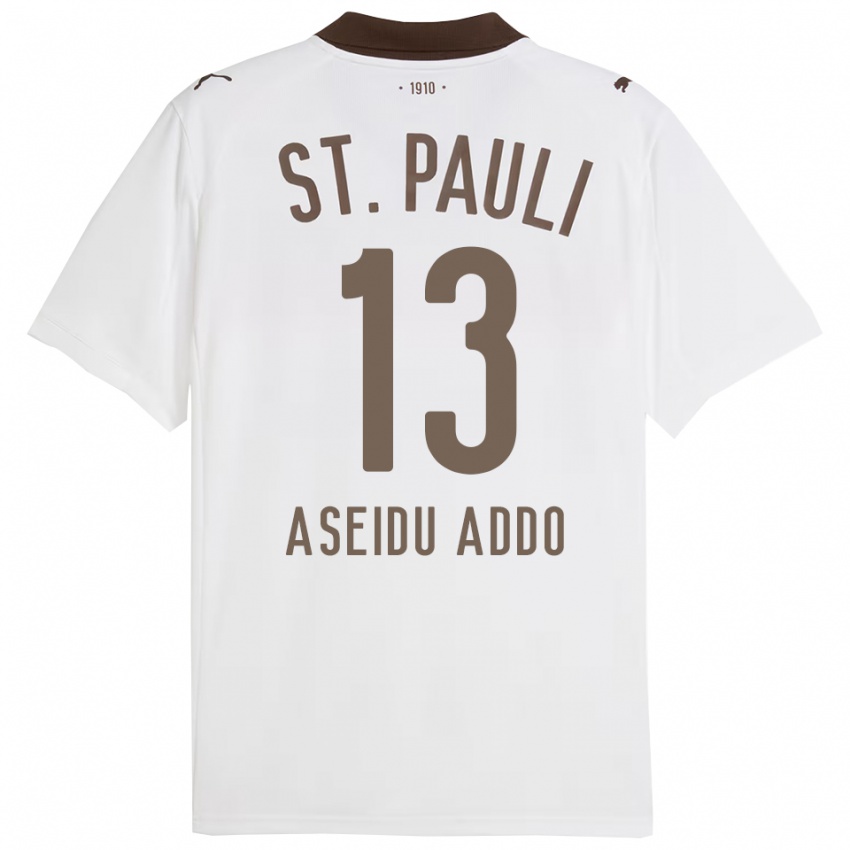 גברים Joel Aseidu Addo #13 לבן אדום הרחק ג'רזי 2025/26 חולצה קצרה