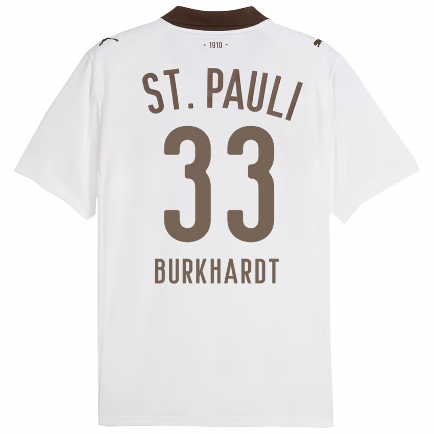 גברים Jannik Burkhardt #33 לבן אדום הרחק ג'רזי 2025/26 חולצה קצרה