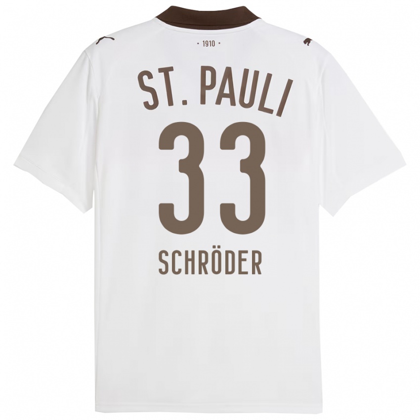 גברים Lennard Schröder #33 לבן אדום הרחק ג'רזי 2025/26 חולצה קצרה