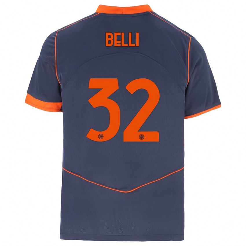 גברים Elena Belli #32 אפור כתום ג'רזי קיט שלישי 2025/26 חולצה קצרה