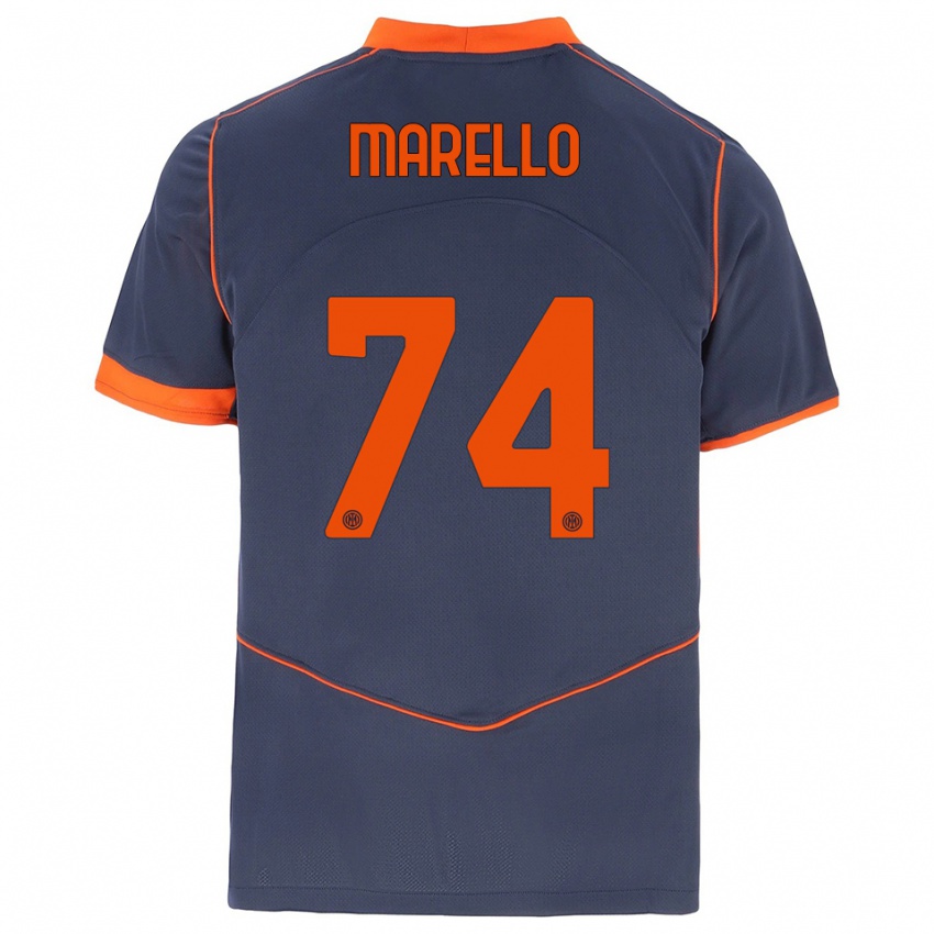 גברים מתיה מרלו #74 אפור כתום ג'רזי קיט שלישי 2025/26 חולצה קצרה