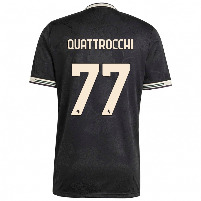 גברים חואן איגנסיו קוואטרוקי #77 שחור לבן ירוק ג'רזי קיט שלישי 2025/26 חולצה קצרה