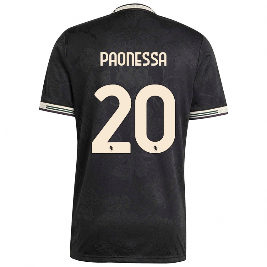 גברים Riccardo Paonessa #20 שחור לבן ירוק ג'רזי קיט שלישי 2025/26 חולצה קצרה