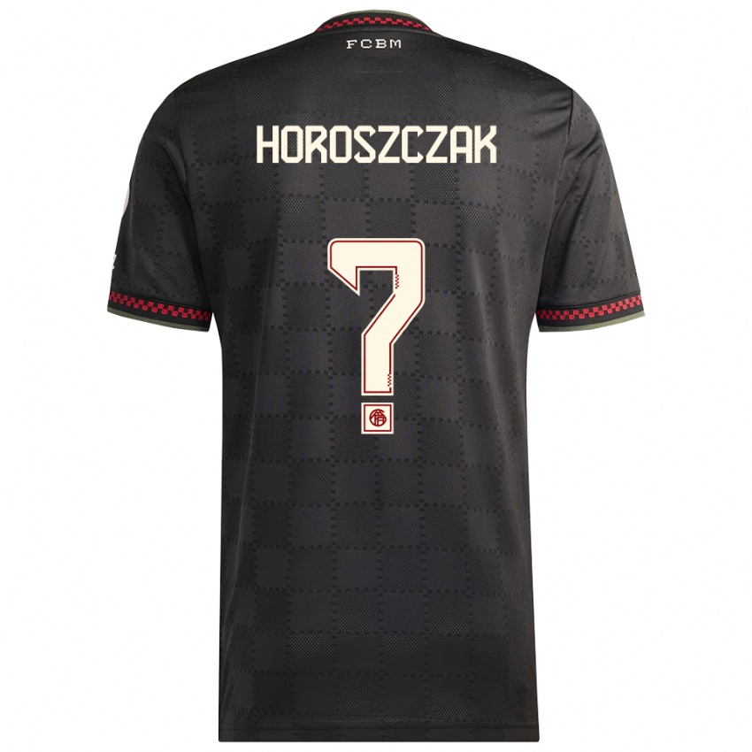 גברים Kuba Horoszczak #0 שחור לבן ג'רזי קיט שלישי 2025/26 חולצה קצרה