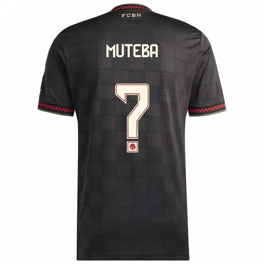 גברים Elias Muteba #0 שחור לבן ג'רזי קיט שלישי 2025/26 חולצה קצרה