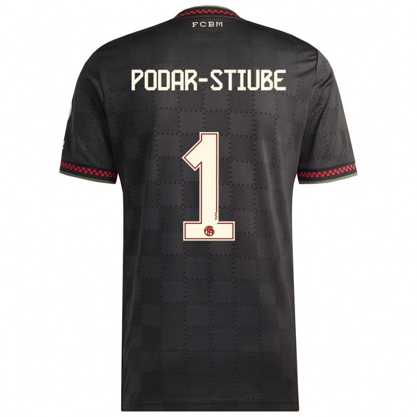 גברים David Podar-Stiube #1 שחור לבן ג'רזי קיט שלישי 2025/26 חולצה קצרה