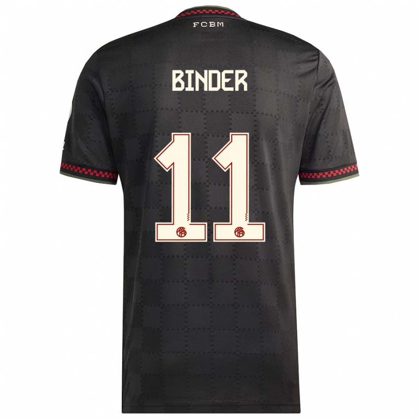 גברים Tim Binder #11 שחור לבן ג'רזי קיט שלישי 2025/26 חולצה קצרה