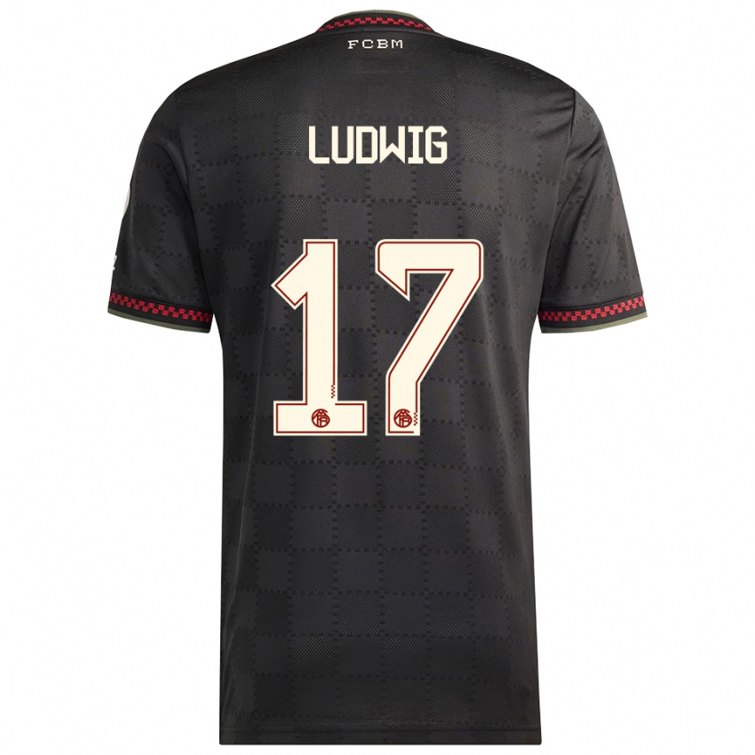 גברים Linus Ludwig #17 שחור לבן ג'רזי קיט שלישי 2025/26 חולצה קצרה