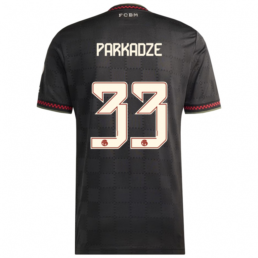 גברים Luka Parkadze #33 שחור לבן ג'רזי קיט שלישי 2025/26 חולצה קצרה