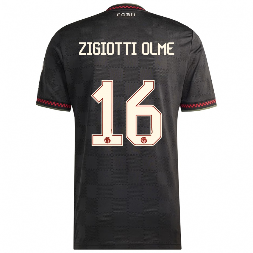 גברים Julia Zigiotti Olme #16 שחור לבן ג'רזי קיט שלישי 2025/26 חולצה קצרה