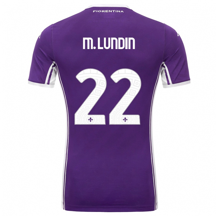 נשים קארין לונדין #22 סגול לבן ג'רזי ביתית 2025/26 חולצה קצרה