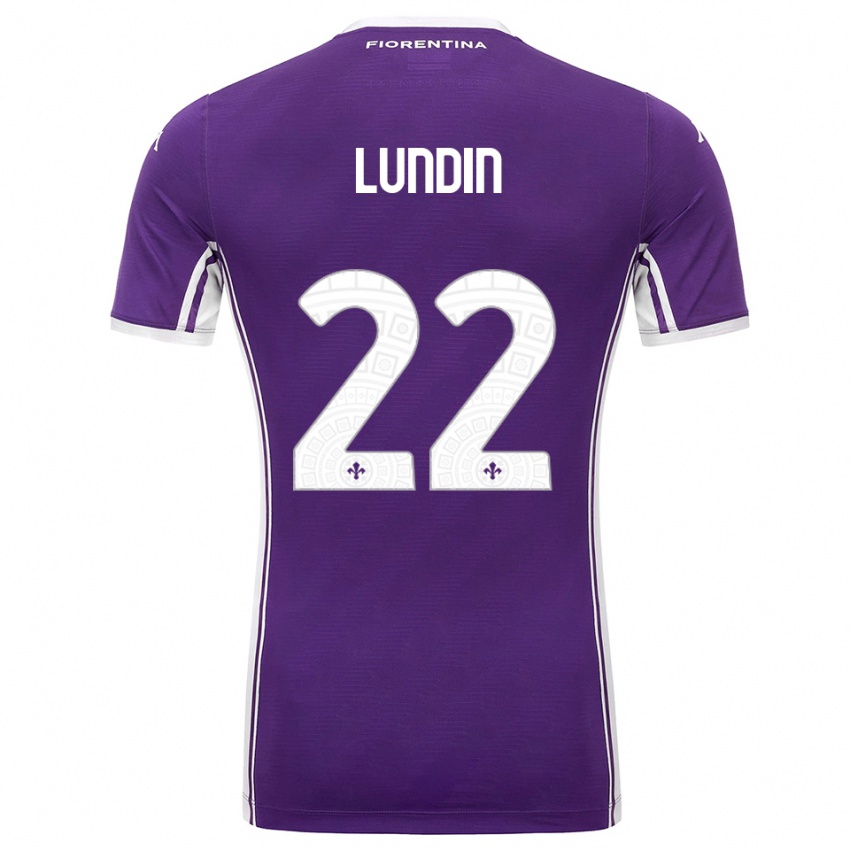 נשים קארין לונדין #22 סגול לבן ג'רזי ביתית 2025/26 חולצה קצרה