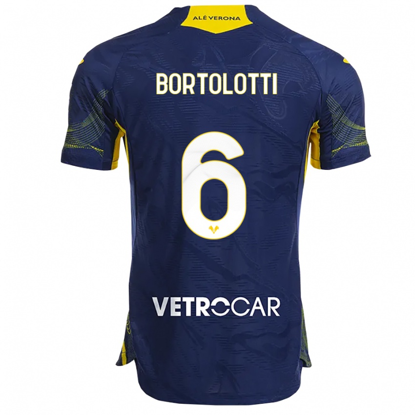 נשים Marco Bortolotti #6 נייבי צהוב ג'רזי ביתית 2025/26 חולצה קצרה