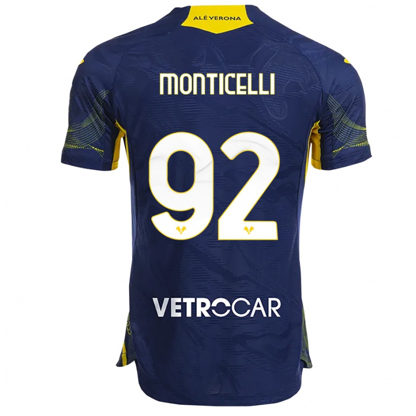 נשים Luca Monticelli #92 נייבי צהוב ג'רזי ביתית 2025/26 חולצה קצרה