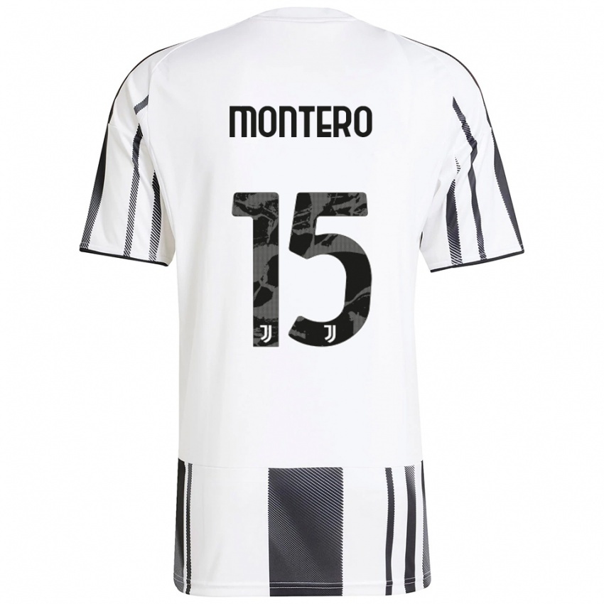 נשים Alfonso Montero #15 לבן שחור ג'רזי ביתית 2025/26 חולצה קצרה