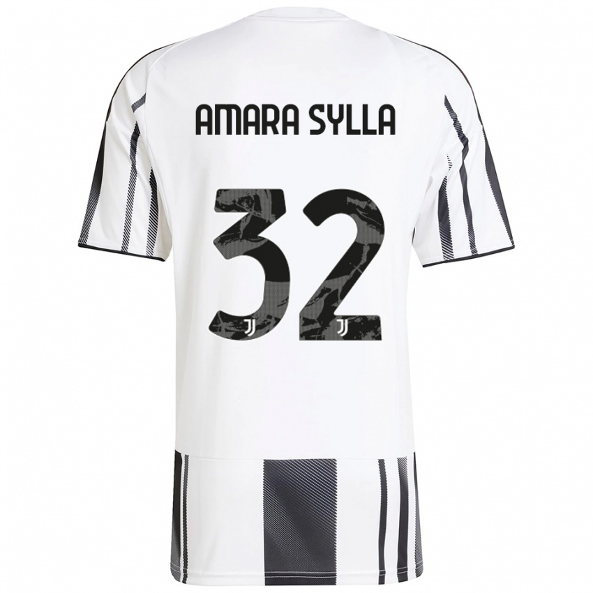 נשים Idris Amara Sylla #32 לבן שחור ג'רזי ביתית 2025/26 חולצה קצרה