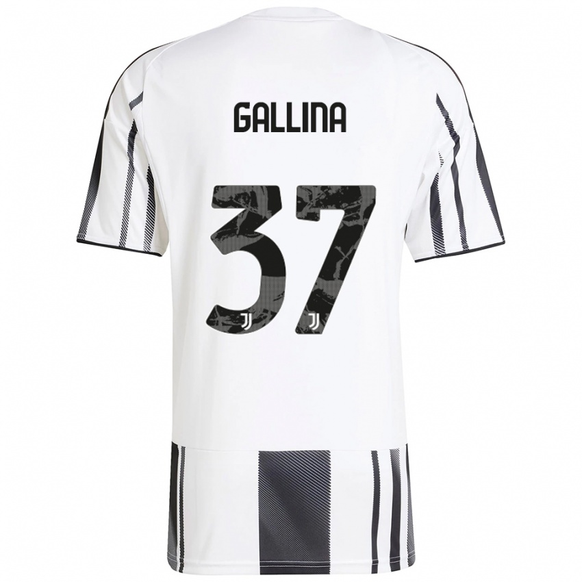 נשים Arianna Gallina #37 לבן שחור ג'רזי ביתית 2025/26 חולצה קצרה