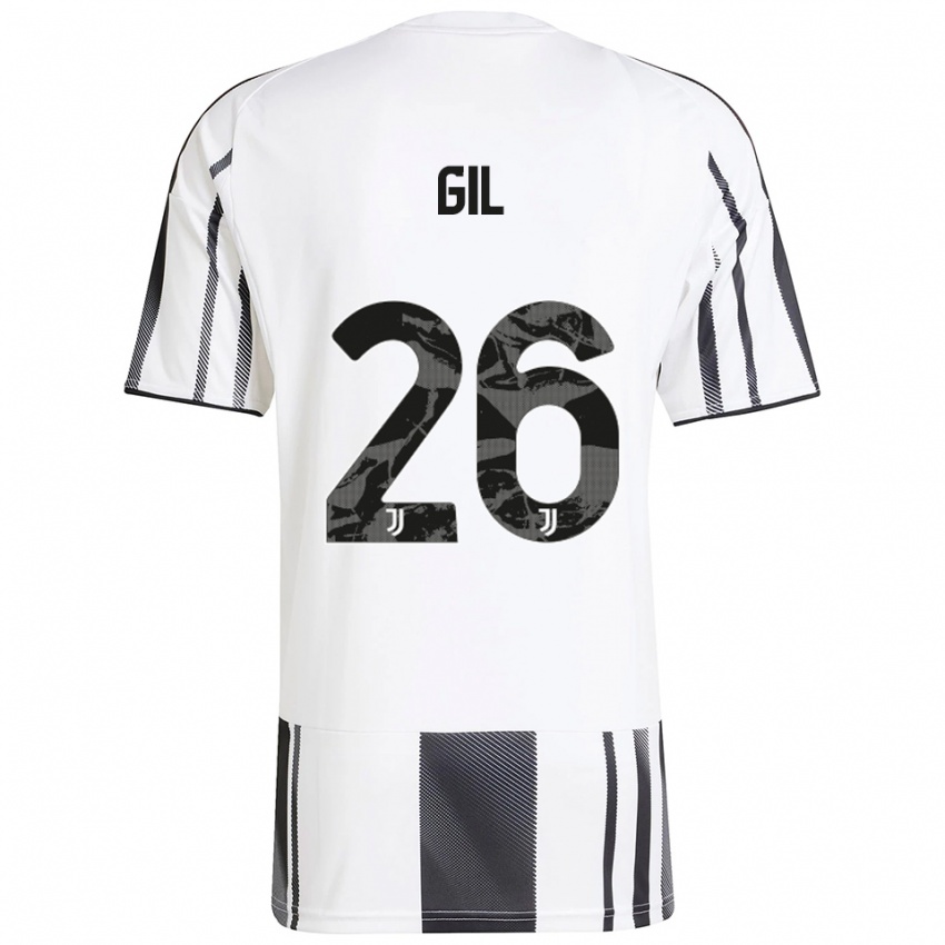 נשים חוויאר גיל #26 לבן שחור ג'רזי ביתית 2025/26 חולצה קצרה