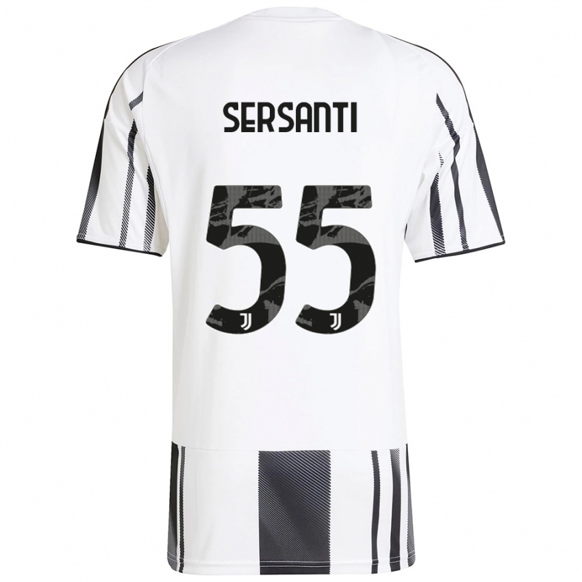 נשים Alessandro Sersanti #55 לבן שחור ג'רזי ביתית 2025/26 חולצה קצרה