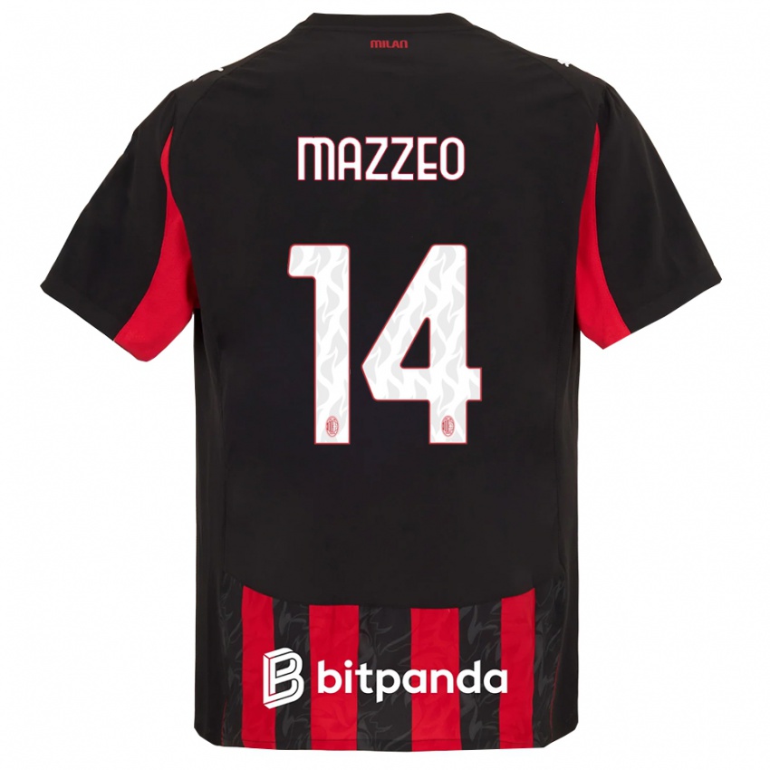 נשים Kevin Mazzeo #14 אדום שחור ג'רזי ביתית 2025/26 חולצה קצרה