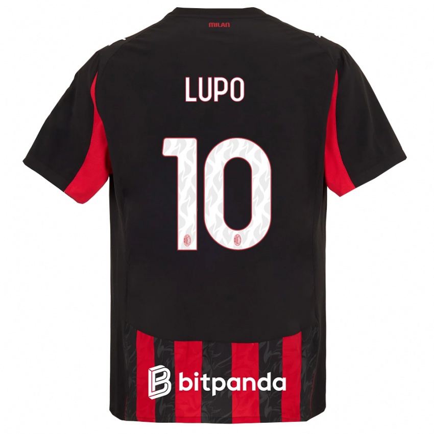 נשים Simone Lupo #10 אדום שחור ג'רזי ביתית 2025/26 חולצה קצרה