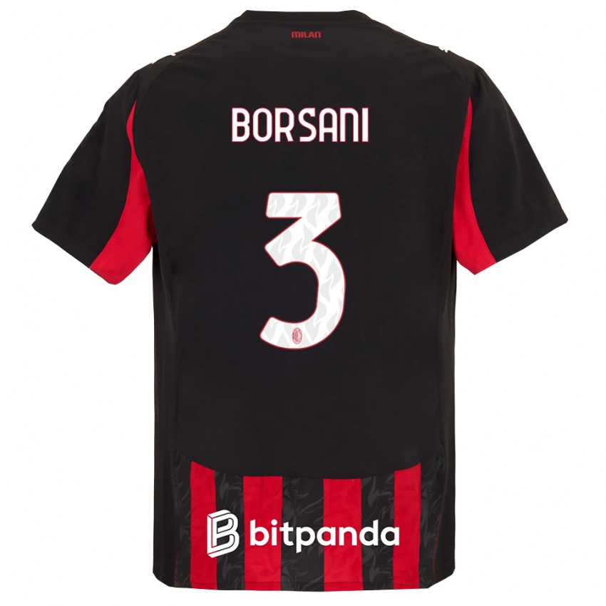 נשים Emanuele Borsani #3 אדום שחור ג'רזי ביתית 2025/26 חולצה קצרה