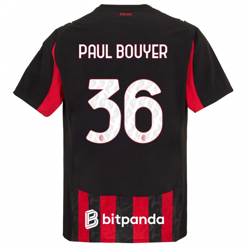 נשים Léo Paul Bouyer #36 אדום שחור ג'רזי ביתית 2025/26 חולצה קצרה