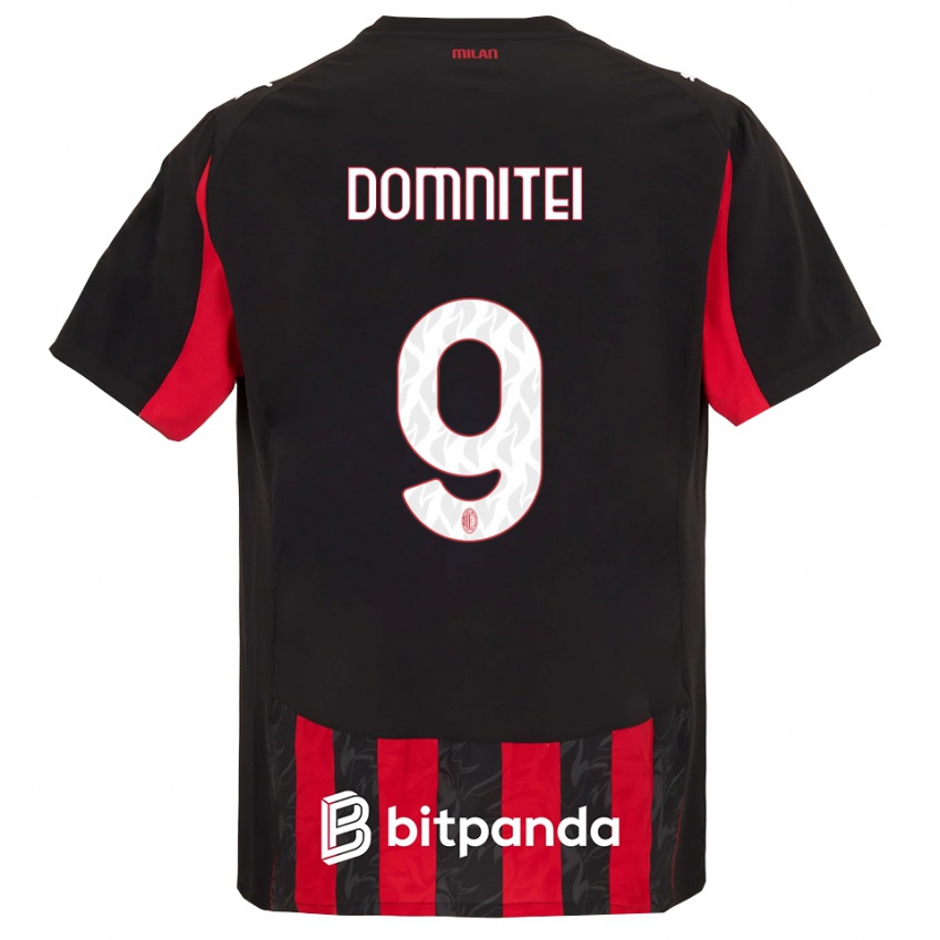 נשים Francesco Domniței #9 אדום שחור ג'רזי ביתית 2025/26 חולצה קצרה