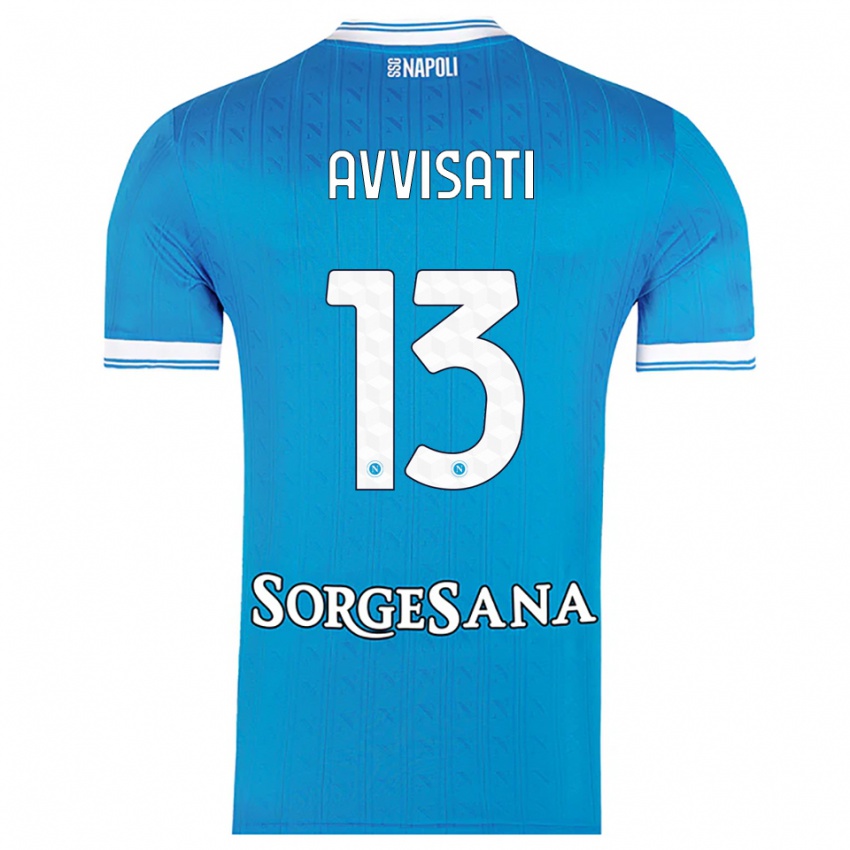 נשים Domenico Avvisati #13 תכלת לבן ג'רזי ביתית 2025/26 חולצה קצרה