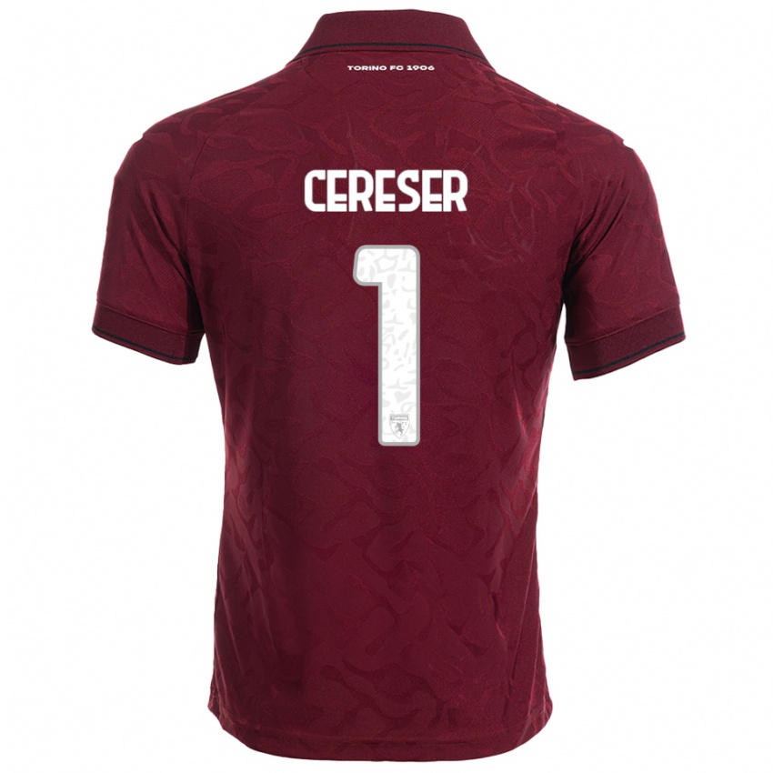 נשים Francesco Cereser #1 בורגונדי לבן ג'רזי ביתית 2025/26 חולצה קצרה