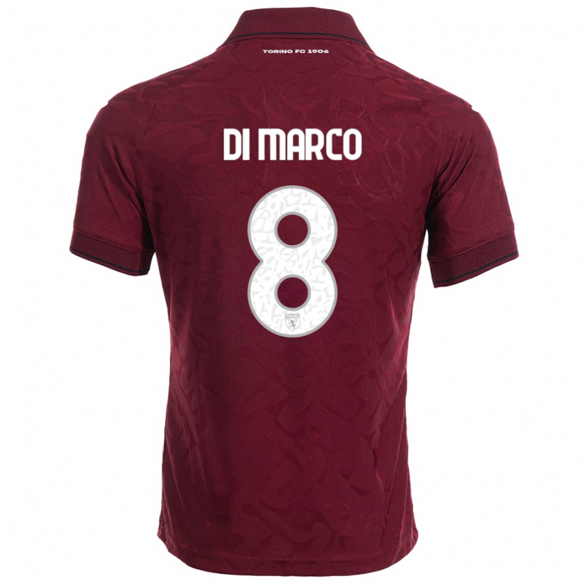 נשים טומאסו די מרקו #8 בורגונדי לבן ג'רזי ביתית 2025/26 חולצה קצרה