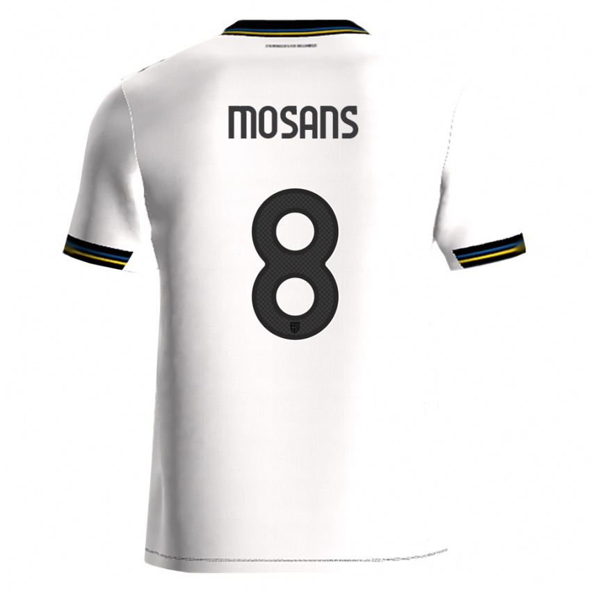 נשים Kristaps Mosans #8 לבן שחור ג'רזי ביתית 2025/26 חולצה קצרה