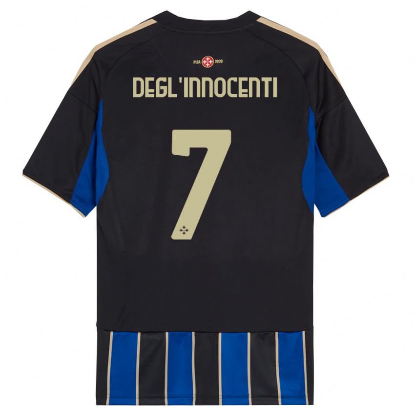 נשים Tommaso Degl’innocenti #7 שחור כחול ג'רזי ביתית 2025/26 חולצה קצרה