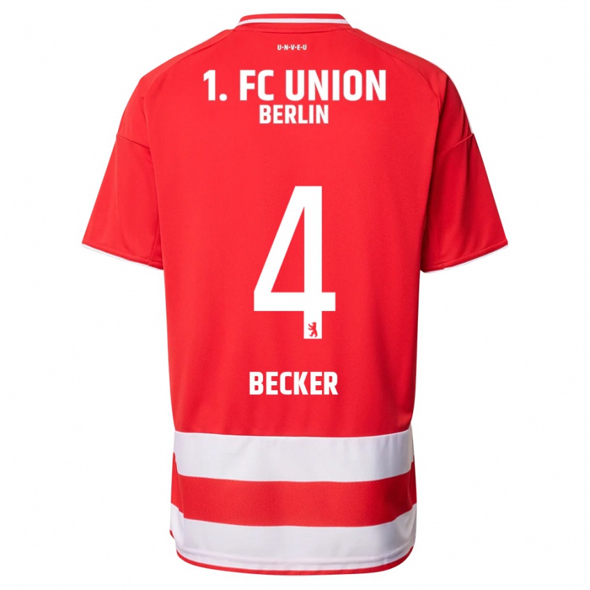 נשים Marie Becker #4 אדום לבן ג'רזי ביתית 2025/26 חולצה קצרה
