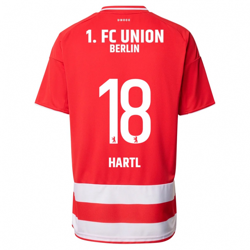 נשים Fynn Hartl #18 אדום לבן ג'רזי ביתית 2025/26 חולצה קצרה