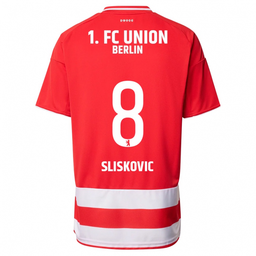 נשים Duje Sliskovic #8 אדום לבן ג'רזי ביתית 2025/26 חולצה קצרה