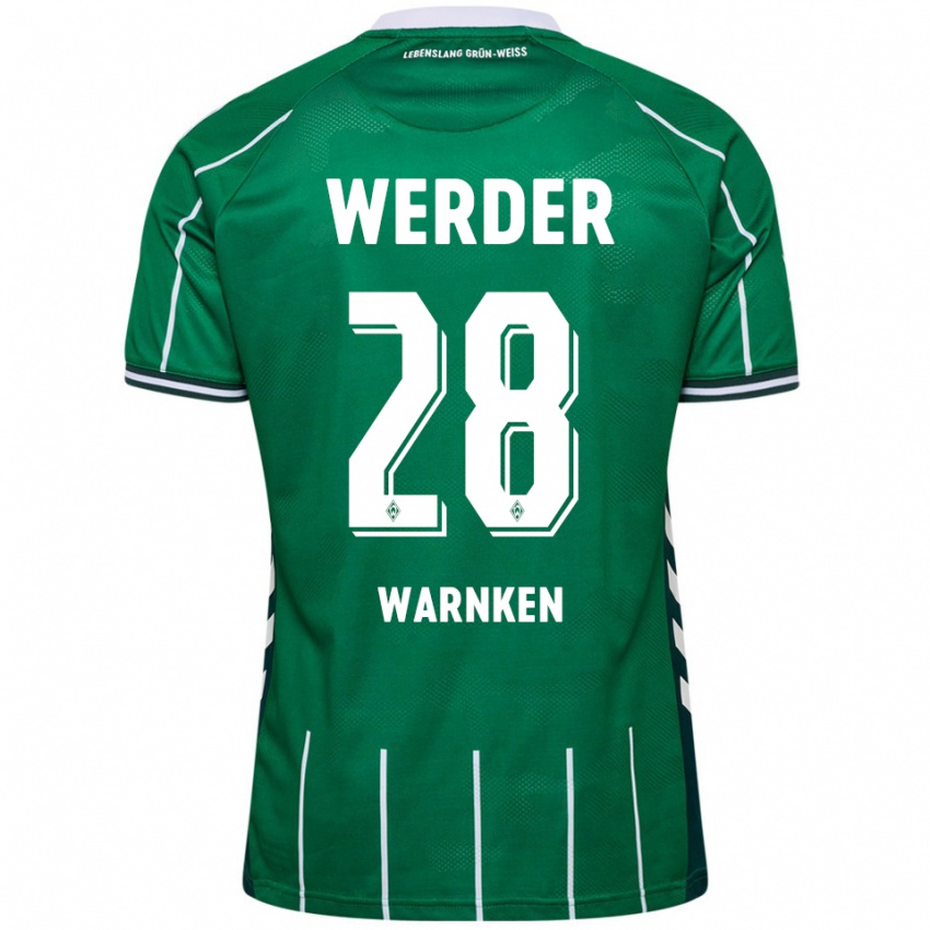 נשים יאנס וורנקן #28 ירוק לבן ג'רזי ביתית 2025/26 חולצה קצרה
