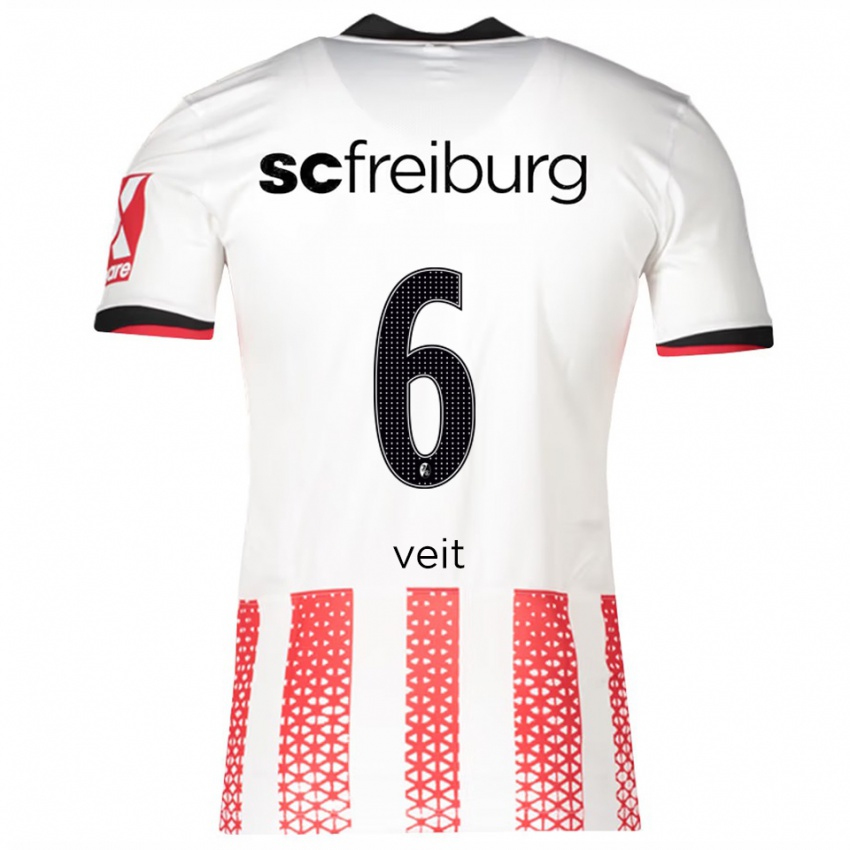 נשים Jannik Veit #6 לבן אדום ג'רזי ביתית 2025/26 חולצה קצרה