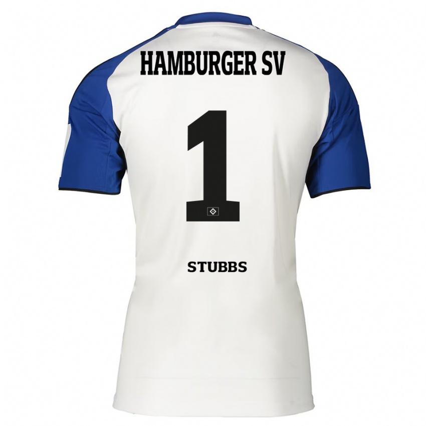 נשים James Stubbs #1 לבן כחול ג'רזי ביתית 2025/26 חולצה קצרה