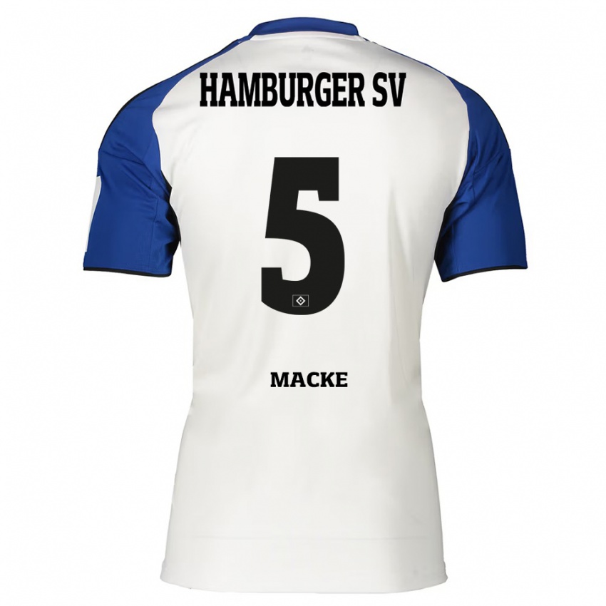 נשים Jarne Macke #5 לבן כחול ג'רזי ביתית 2025/26 חולצה קצרה