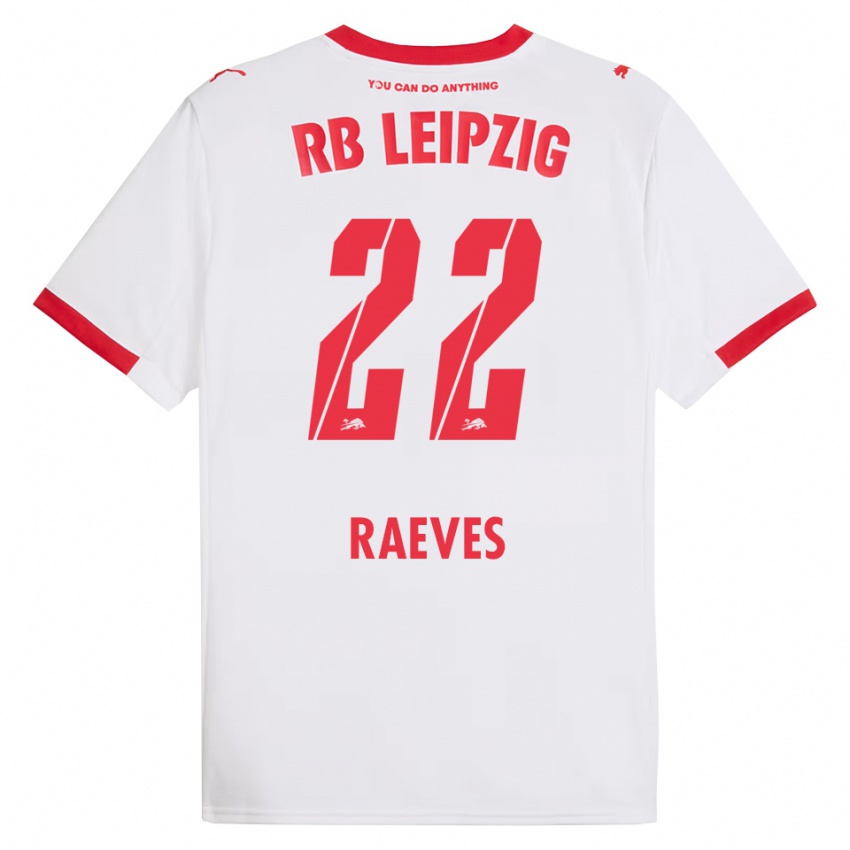 נשים Dries Raeves #22 לבן אדום ג'רזי ביתית 2025/26 חולצה קצרה