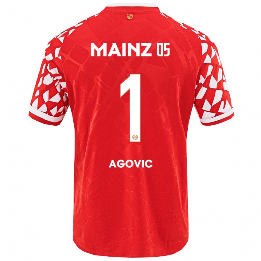 נשים Daris Agovic #1 אדום לבן ג'רזי ביתית 2025/26 חולצה קצרה