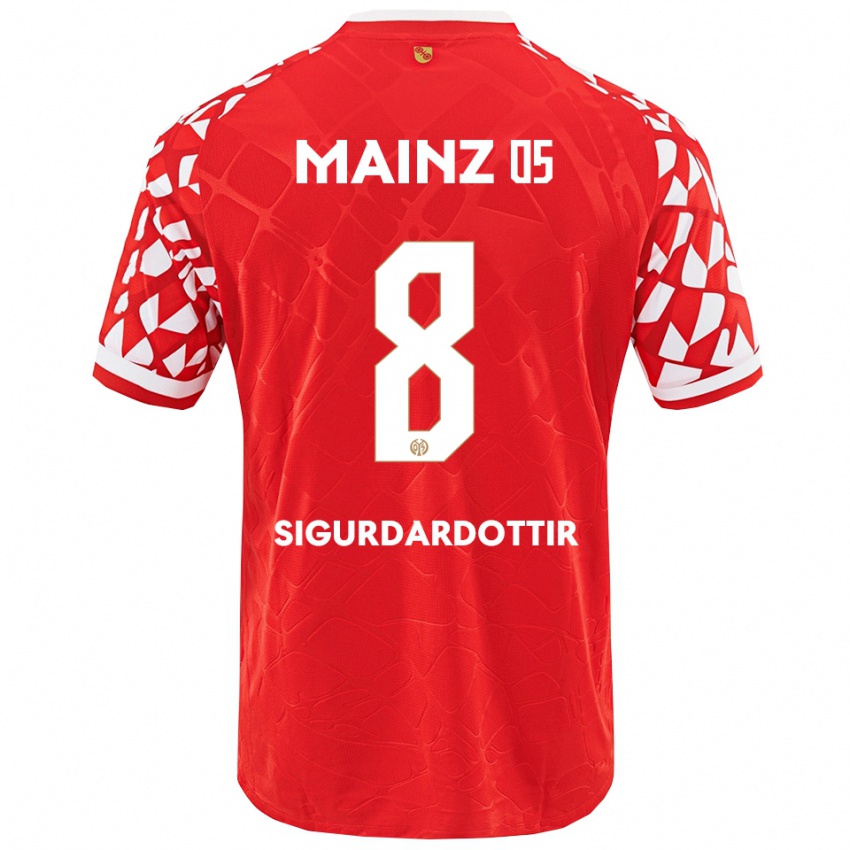 נשים Heiðrún Sigurðardóttir #8 אדום לבן ג'רזי ביתית 2025/26 חולצה קצרה