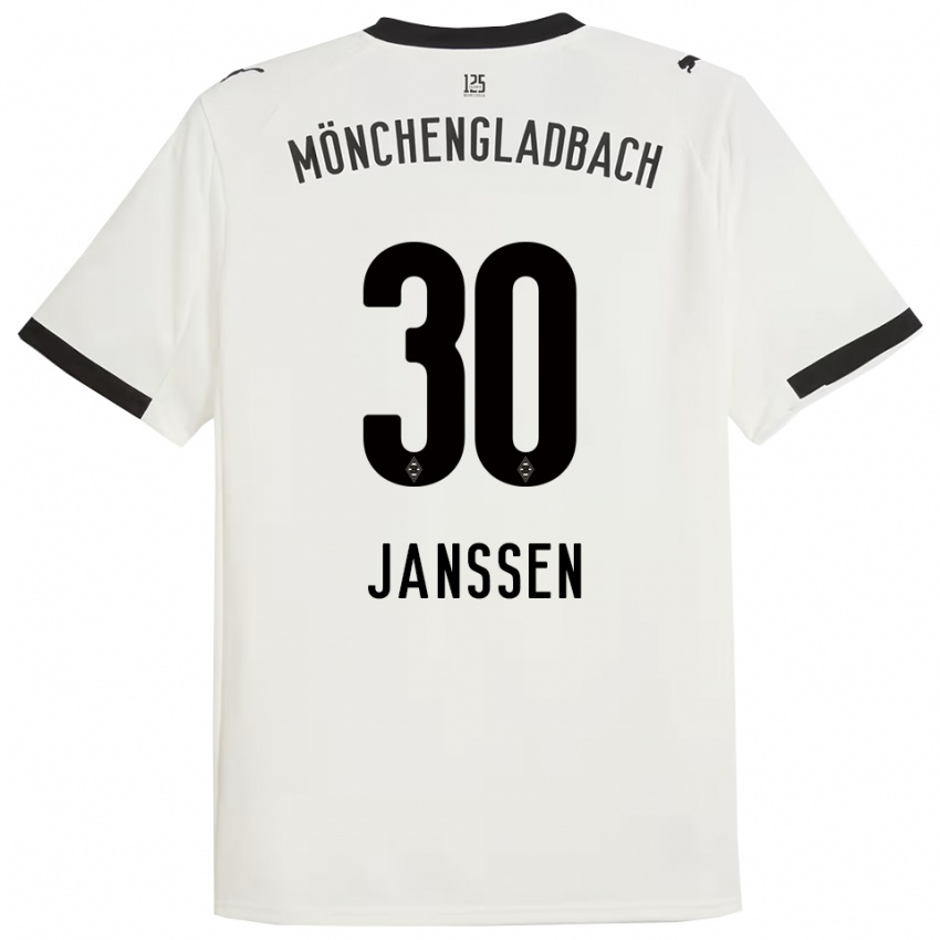 נשים אנאלנה יאנסן #30 לבן שחור ג'רזי ביתית 2025/26 חולצה קצרה