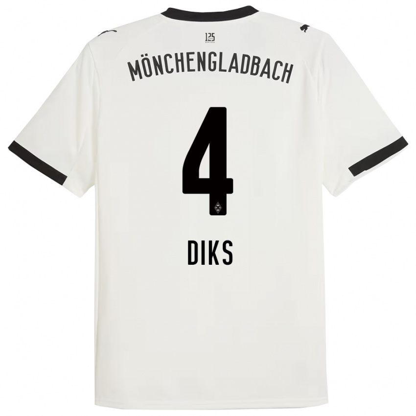 נשים קווין דיקש #4 לבן שחור ג'רזי ביתית 2025/26 חולצה קצרה